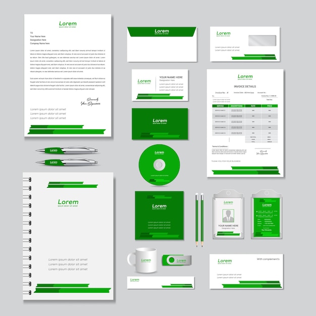 Vector modern corporate business stationery design template collateral set