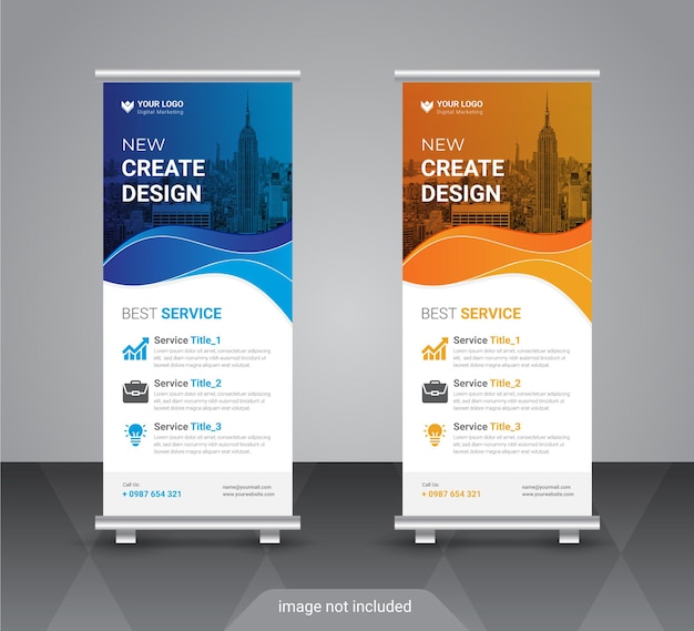 Modern corporate colorful roll up standee banner design template