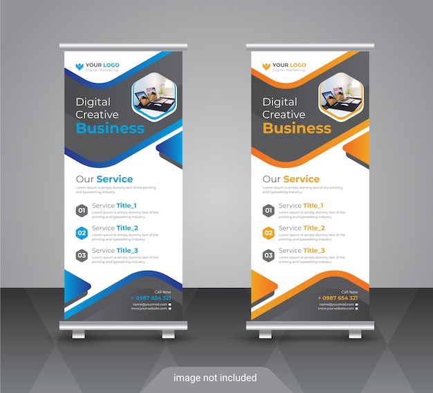 Modern corporate colorful roll up standee banner design template