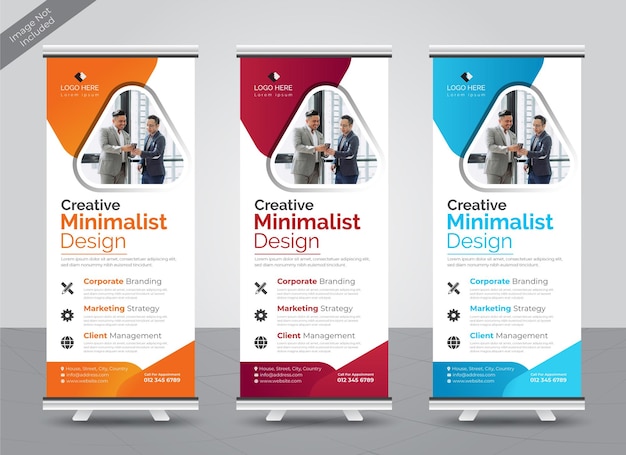 Modern corporate colorful roll up standee banner design template