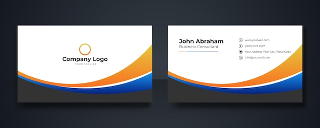 Современный корпоративный шаблон визитной карточки с синим и оранжевым цветом градиента. Креативный элегантный дизайн визитной карточки и визитной карточки
