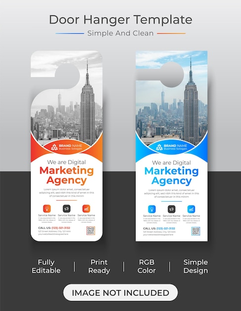 Modern and corporate door hanger template