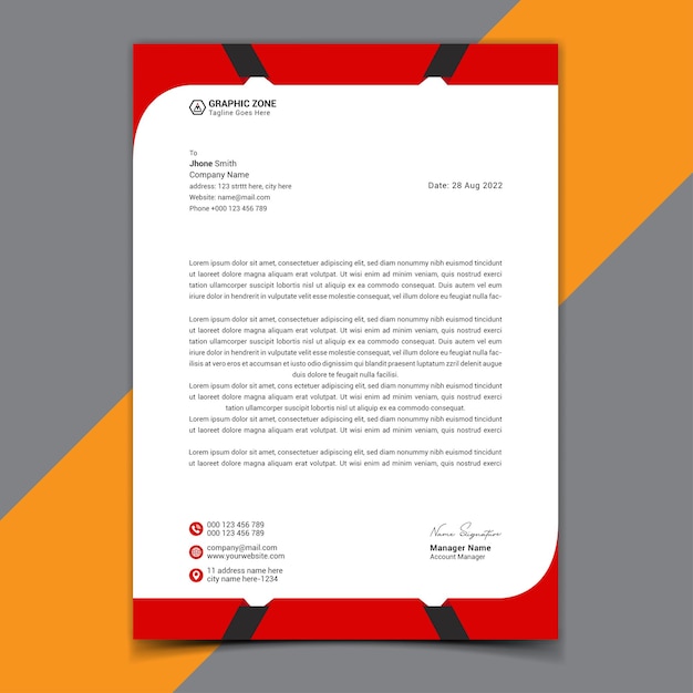 Modern corporate eye-catching letterhead template