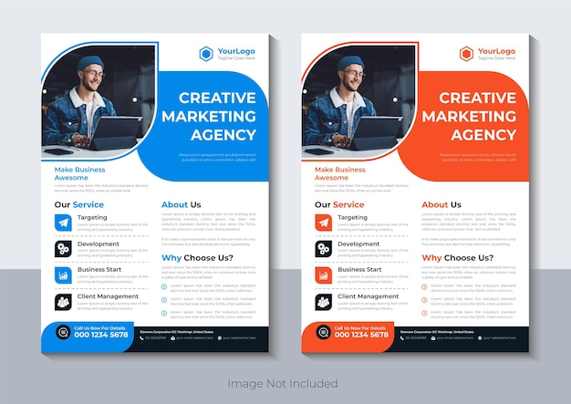 Modern corporate flyer-ontwerp, Business flyer-sjabloon Premium Vector