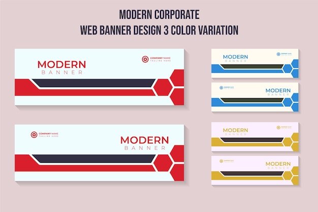 Modern corporate horizontal web banner design vector template