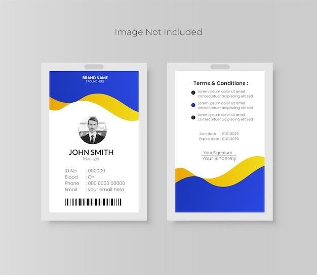 Vettore moderno design della carta d'identità aziendale e modello di carta d'identificazione del dipendente dell'ufficio