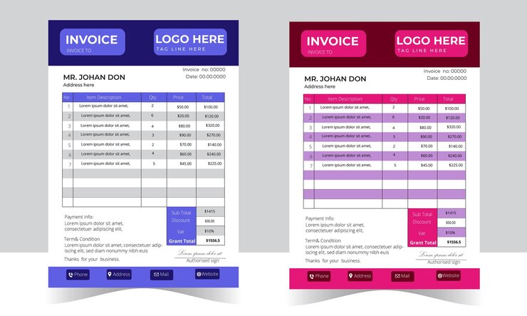 Vector modern corporate invoice design template