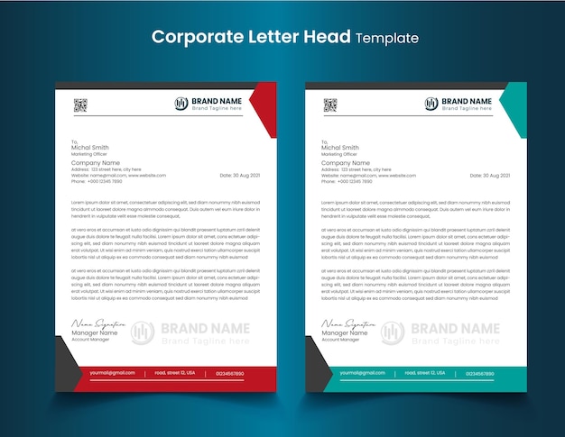 Modern and corporate letterhead design