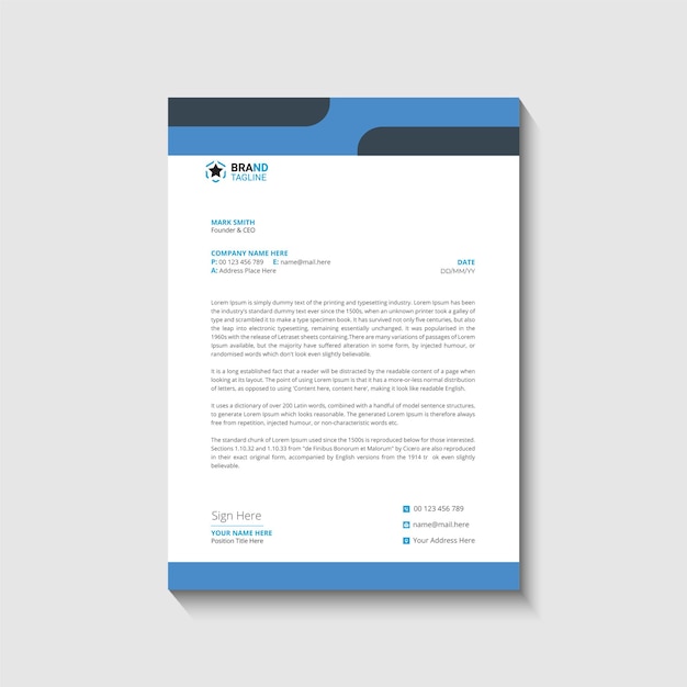 modern corporate letterhead template design