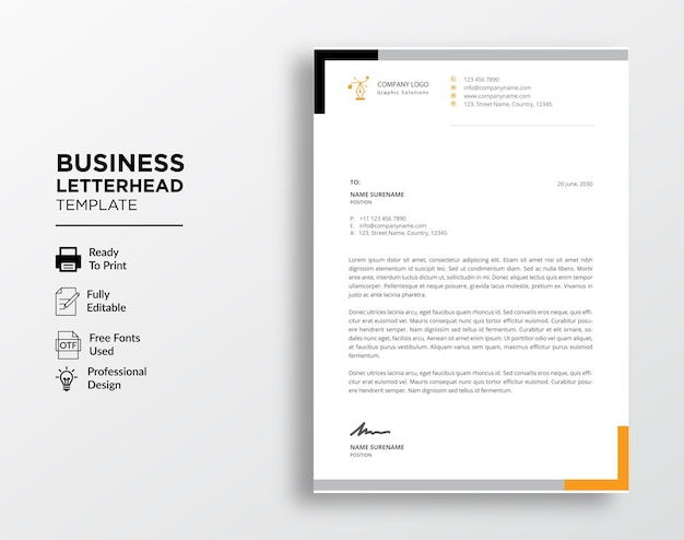 Modern corporate letterhead template design