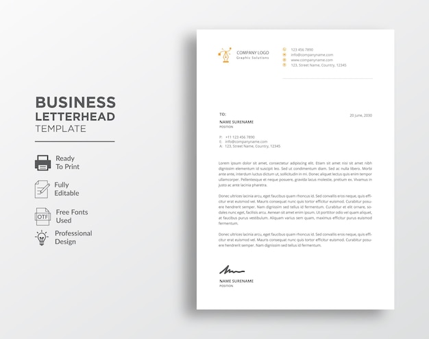 Modern corporate letterhead template design