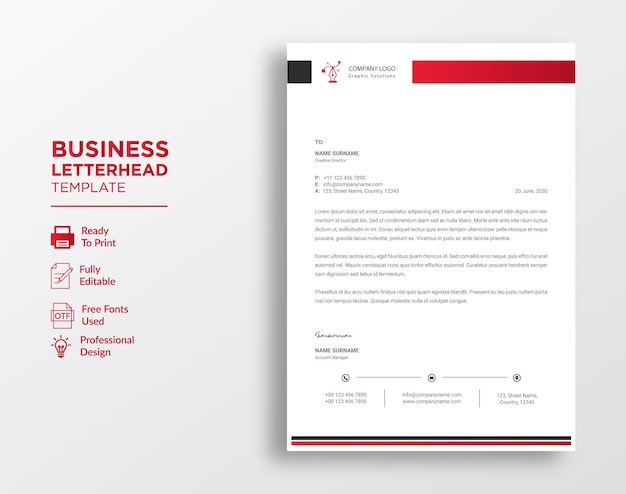 Modern corporate letterhead template design