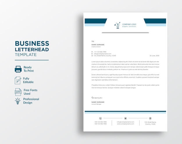 Modern corporate letterhead template design