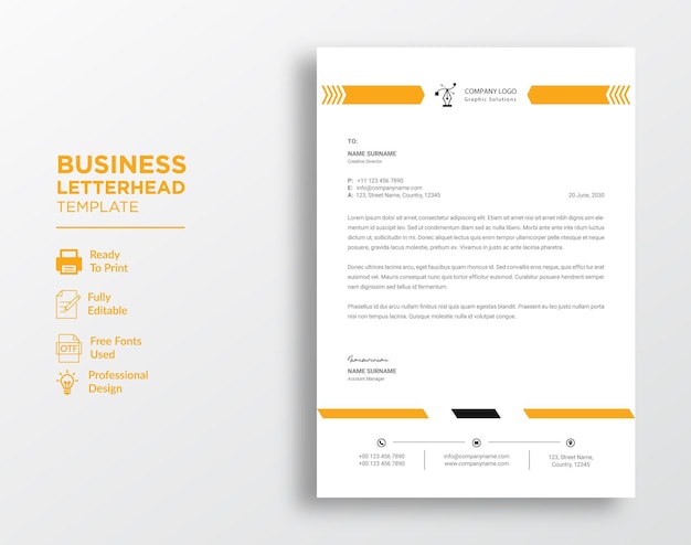 Modern corporate letterhead template design