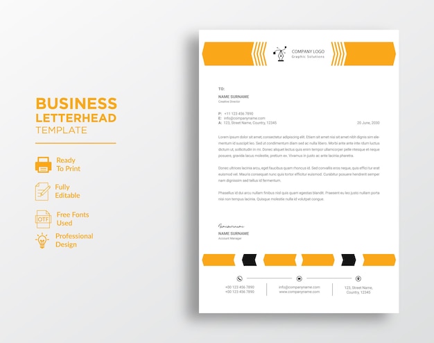 Modern corporate letterhead template design