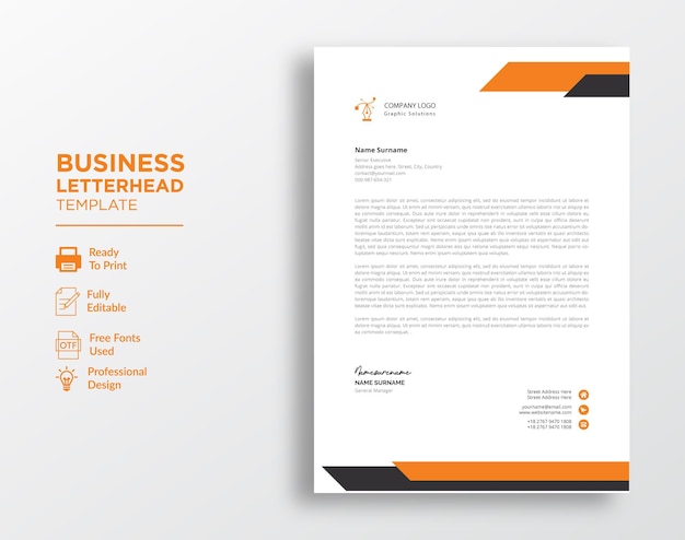 Modern corporate letterhead template design