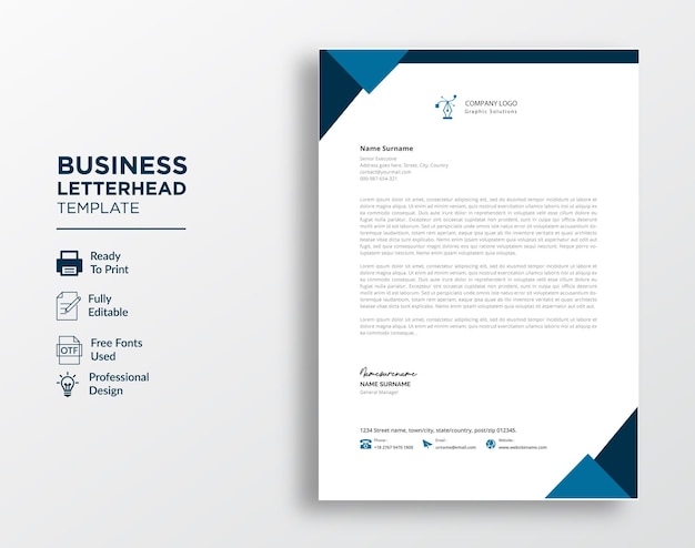 Modern corporate letterhead template design