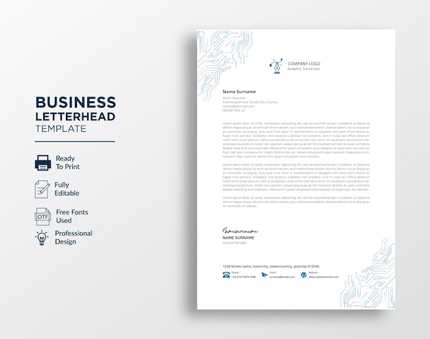 Modern corporate letterhead template design