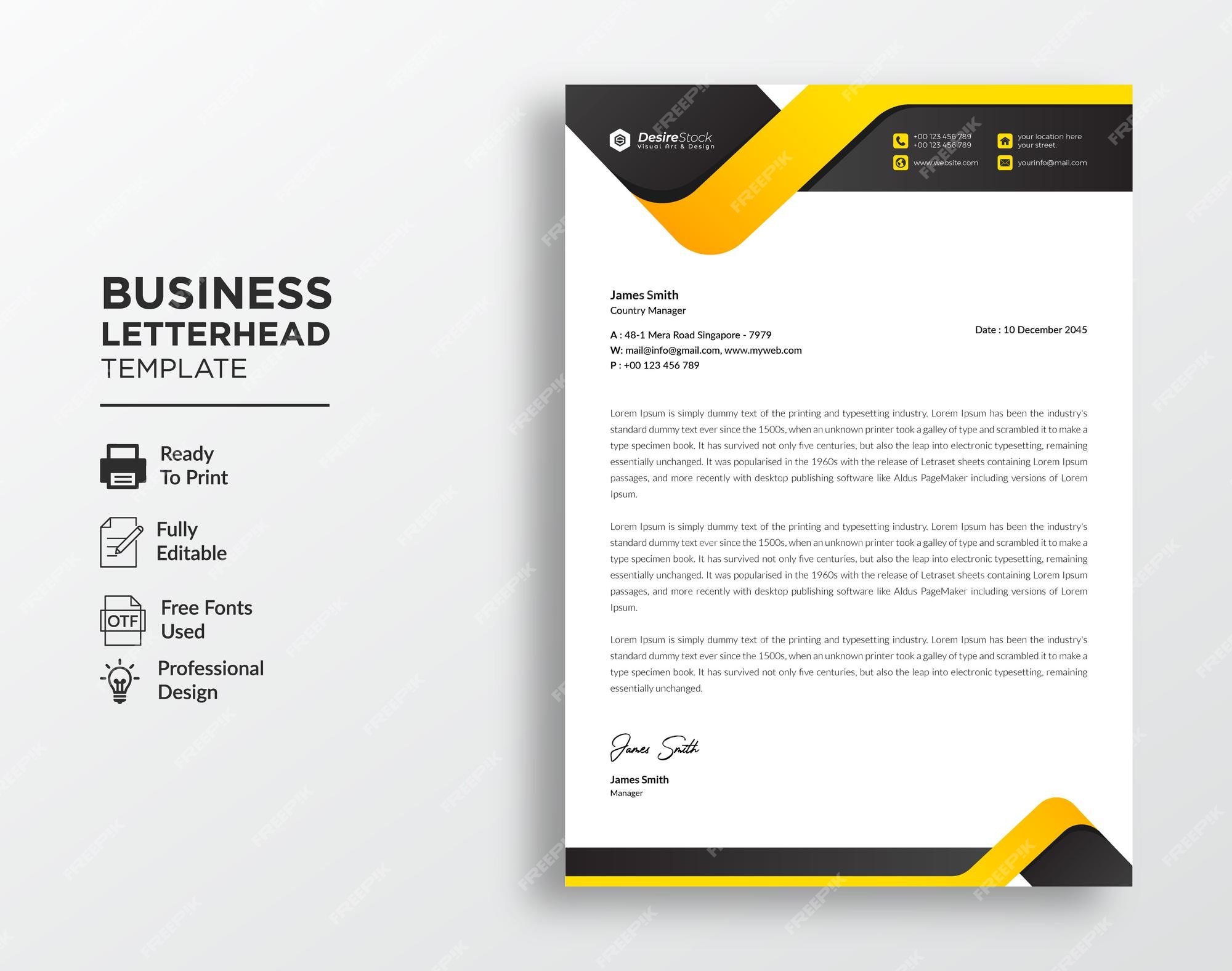 Premium Vector Modern Corporate Letterhead Template