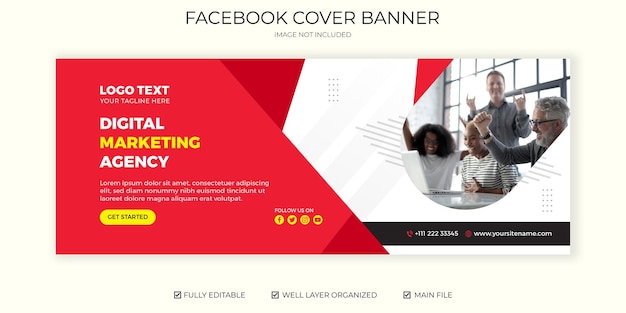 Modern corporate marketing agency facebook cover design template