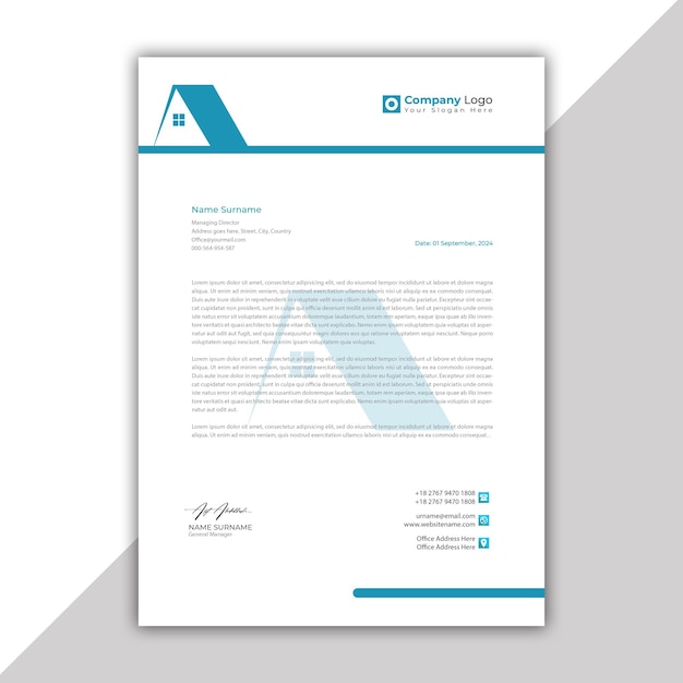 Vector modern corporate real estate company letterhead