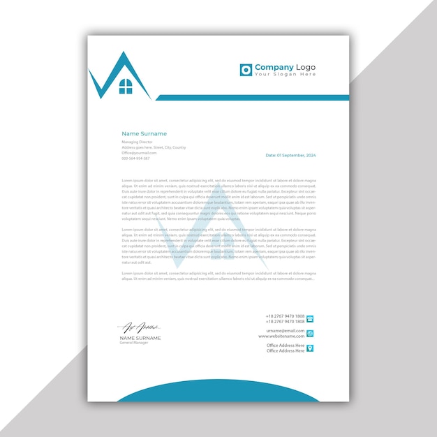 Vector modern corporate real estate company letterhead