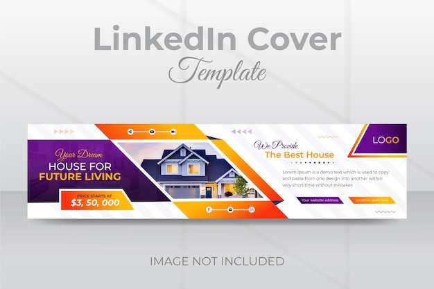 Modern corporate real estate property dream house LinkedIn social media cover design  template