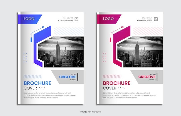 Modern corporate report cover set design with creative shapes