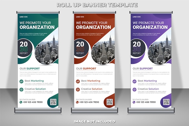 現代の企業ロールアップ立ち客xバナーsinageデザインテンプレート
