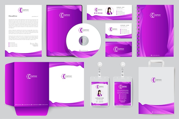 Modern Corporate Stationery design set with letterhead business card and invoice