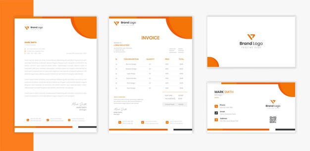 Modern Corporate Stationery design with letterhead and invoice layout