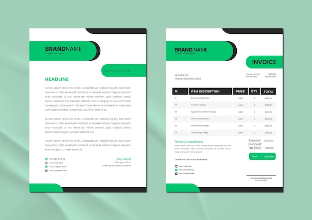 Modern Corporate Stationery set of letterhead and invoice design
