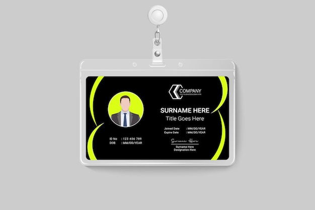 Modern corporate wave style ID card design