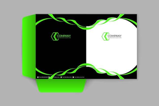 Modern corporate wave style presentation folder design