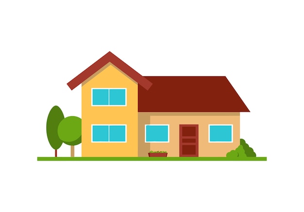 現代小屋前景隔離在白色平坦風格美國或瑞典城向量