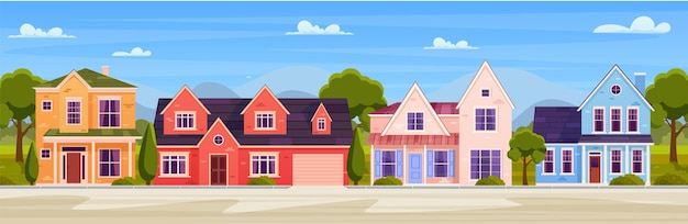 Vector modern cottage house set.