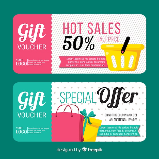 Vector modern coupon or voucher  template design