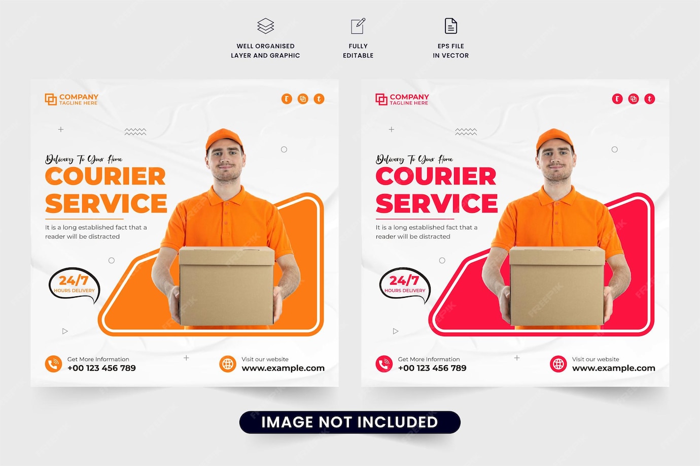 Premium Vector Modern courier service social media post vector with