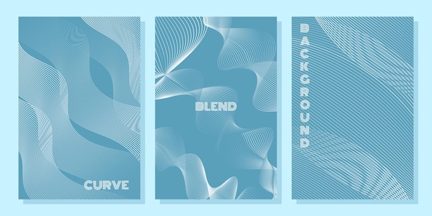 현대 표지 디자인 세트 흑백 색상의 흰색 추상 선 패턴 프리미엄 흰색 물결 모양