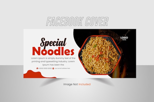 Moderno modello di copertina o design di post sui social media di cibo design di modello di covertina di noodles facebook di cibo