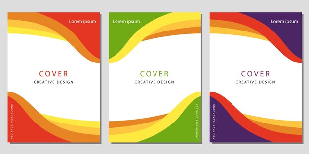 Modern Covers Template Design Red Green Purple colors Set of Trendy Abstract Colorfull shapes