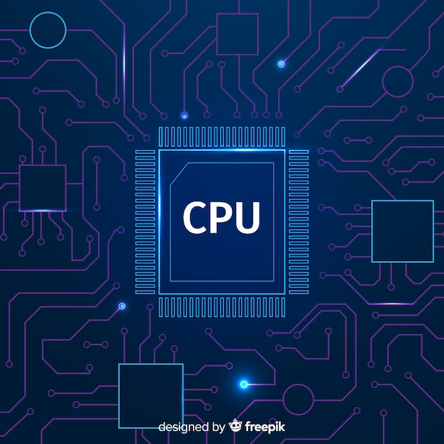 Vector modern cpu background with linear style