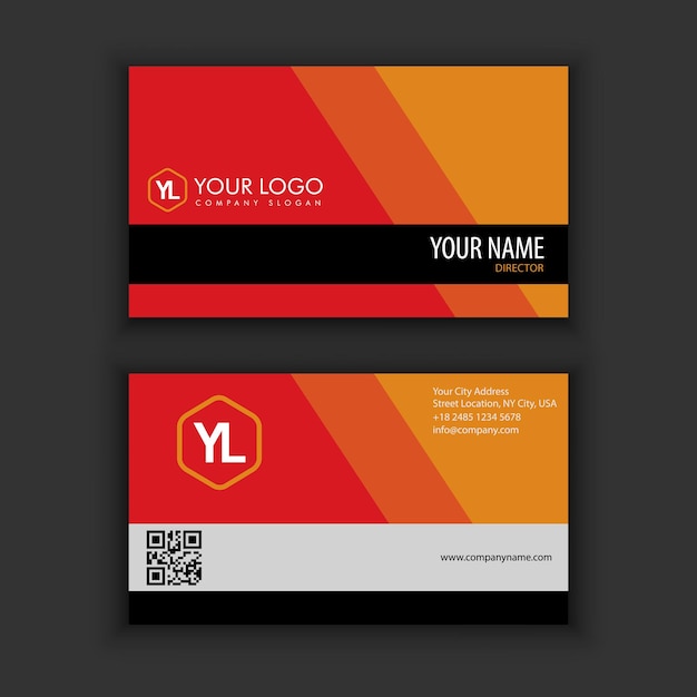 Вектор Современный и чистый шаблон визитной карточки с красным и черным цветом