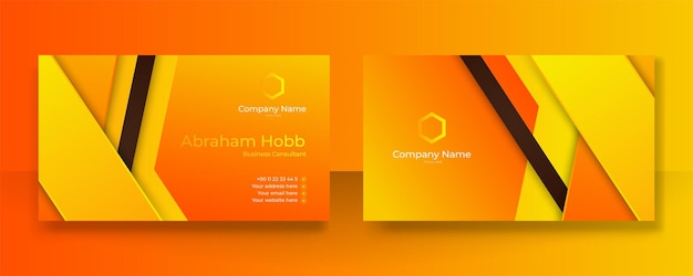 현대 창의적이고 깨끗한 다채로운 오렌지 명함 디자인 서식 파일 유행 간단한 추상 기하학적 세련 된 웨이브 라인 벡터 일러스트와 함께 럭셔리 우아한 명함 디자인 배경