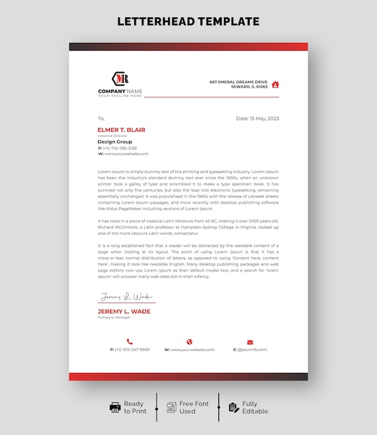 Modern creative business A4 letterhead template