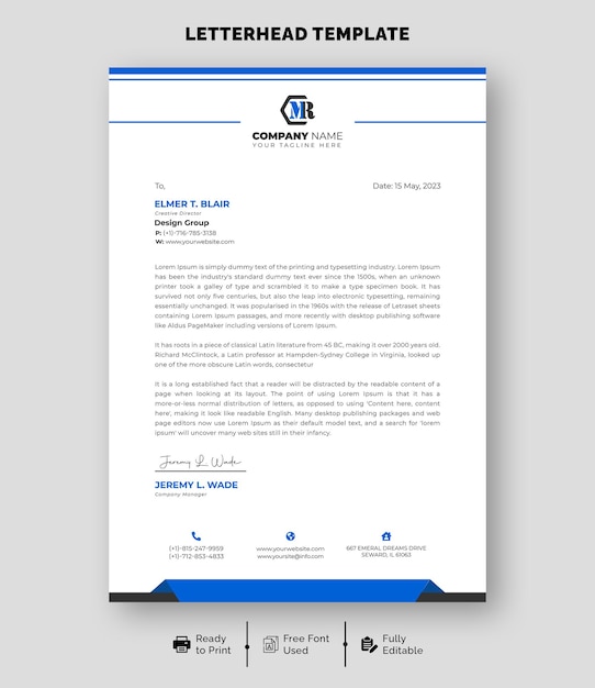 Modern creative business A4 letterhead template