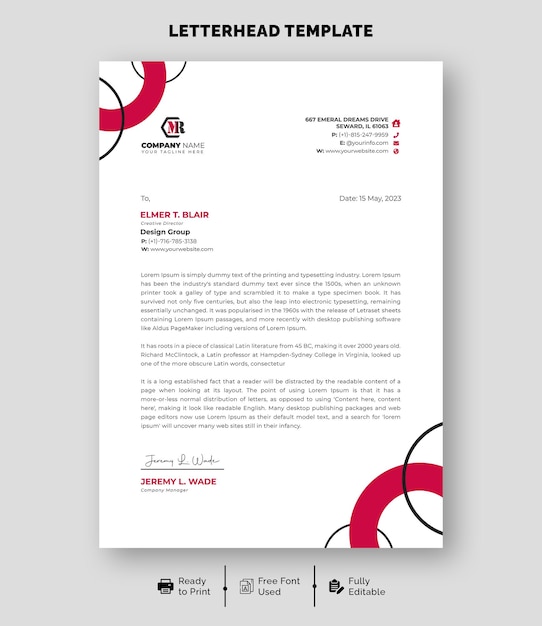 Modern creative business A4 letterhead template
