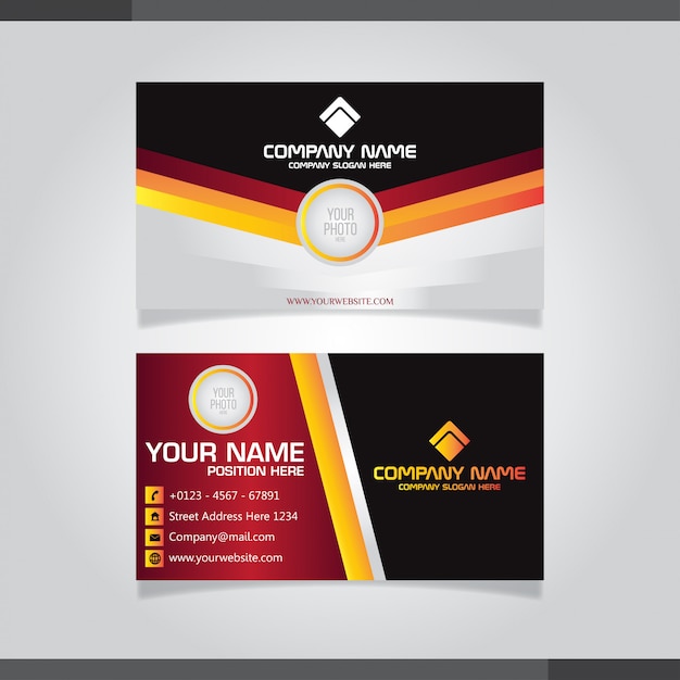 Modern creative business card and name card Red, Black, and orange colour