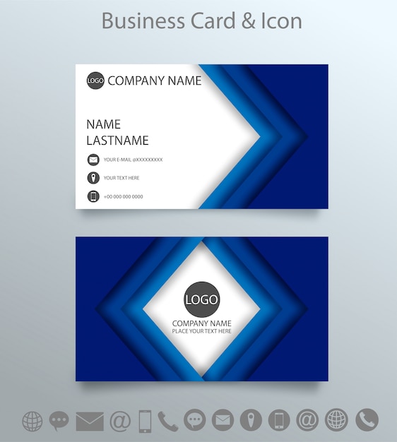 Modern creative business card template and icon.