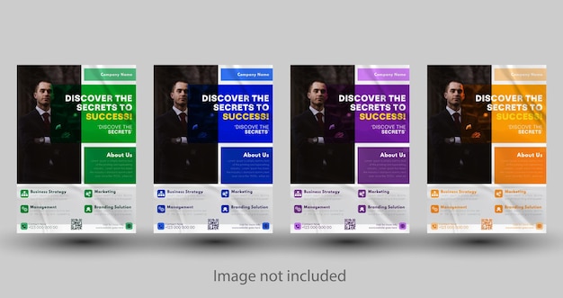 モダンでクリエイティブなビジネス チラシ テンプレート セットの図 ブランド アイデンティティと企業のチラシ